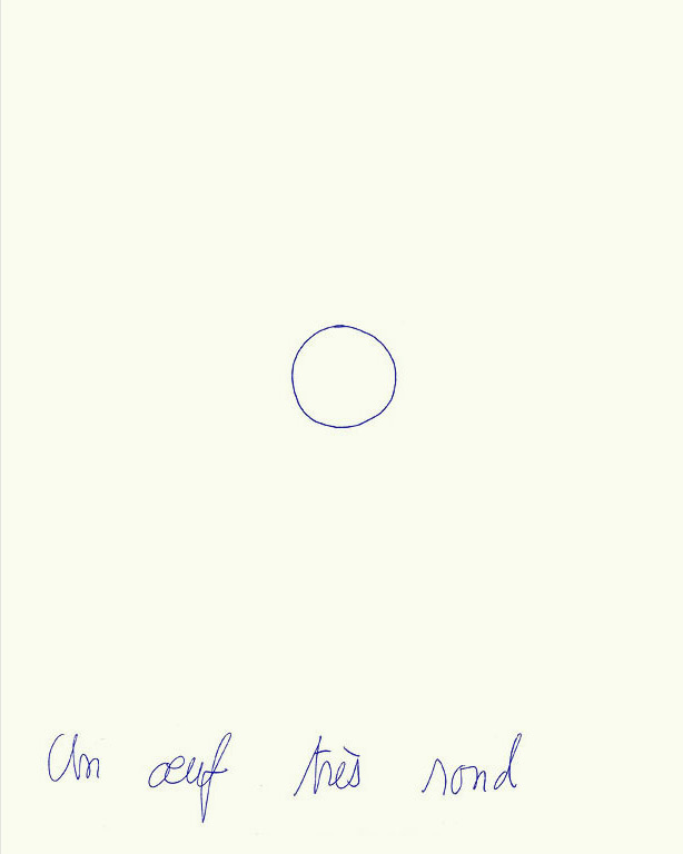 Claude Closky, ‘Un œuf très rond [a very round egg]’, 1994, ballpoint pen on paper, 30 x 24 cm.